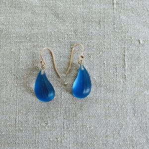 Alexis Bittar blue lucite drop earrings gold fill
